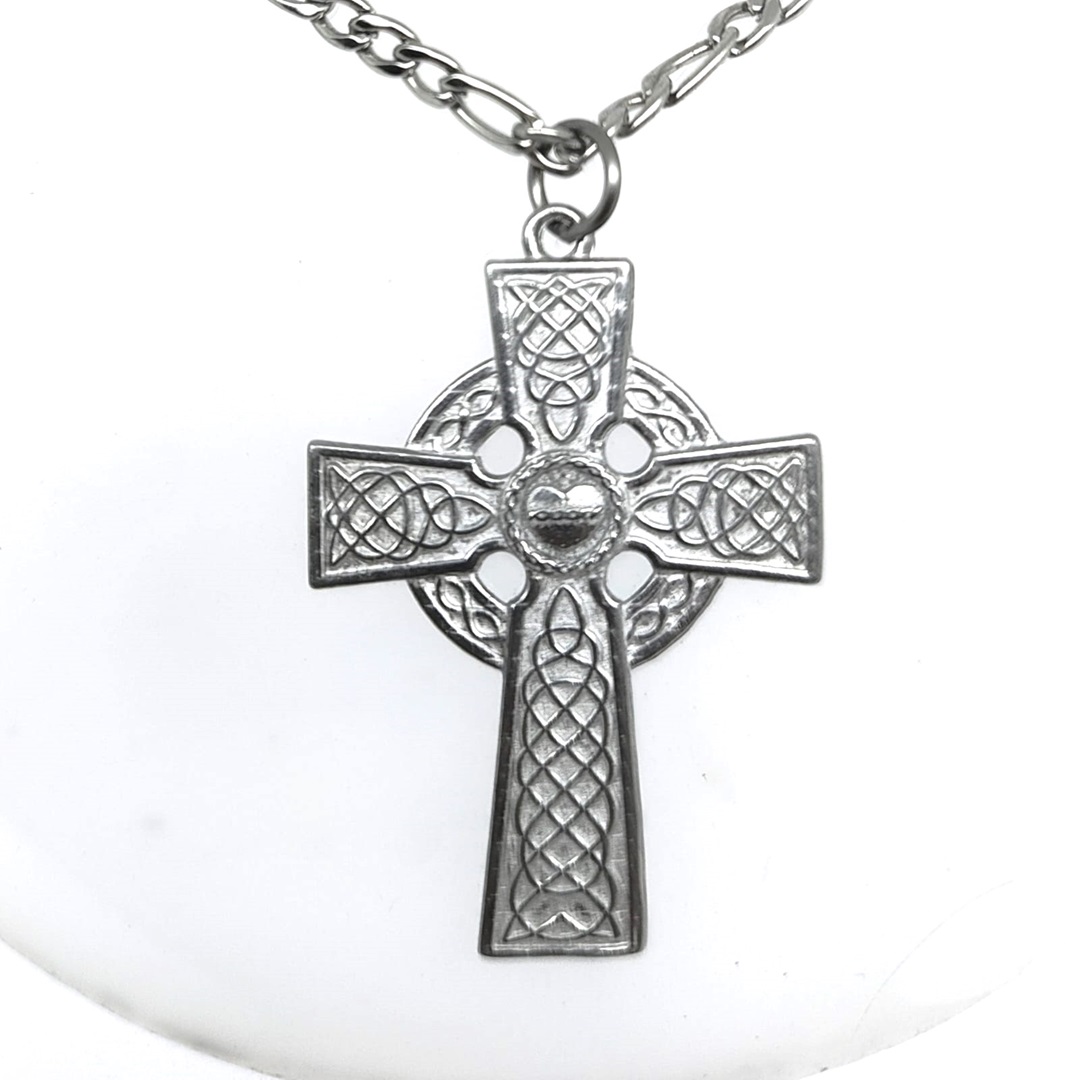 Cruz Templária Sagrado Coração em Estanho