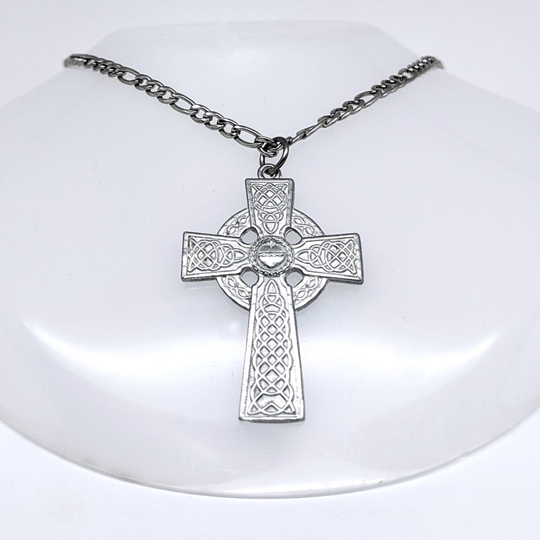 Cruz Templária Sagrado Coração em Estanho