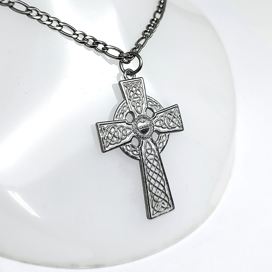 Cruz Templária Sagrado Coração em Estanho