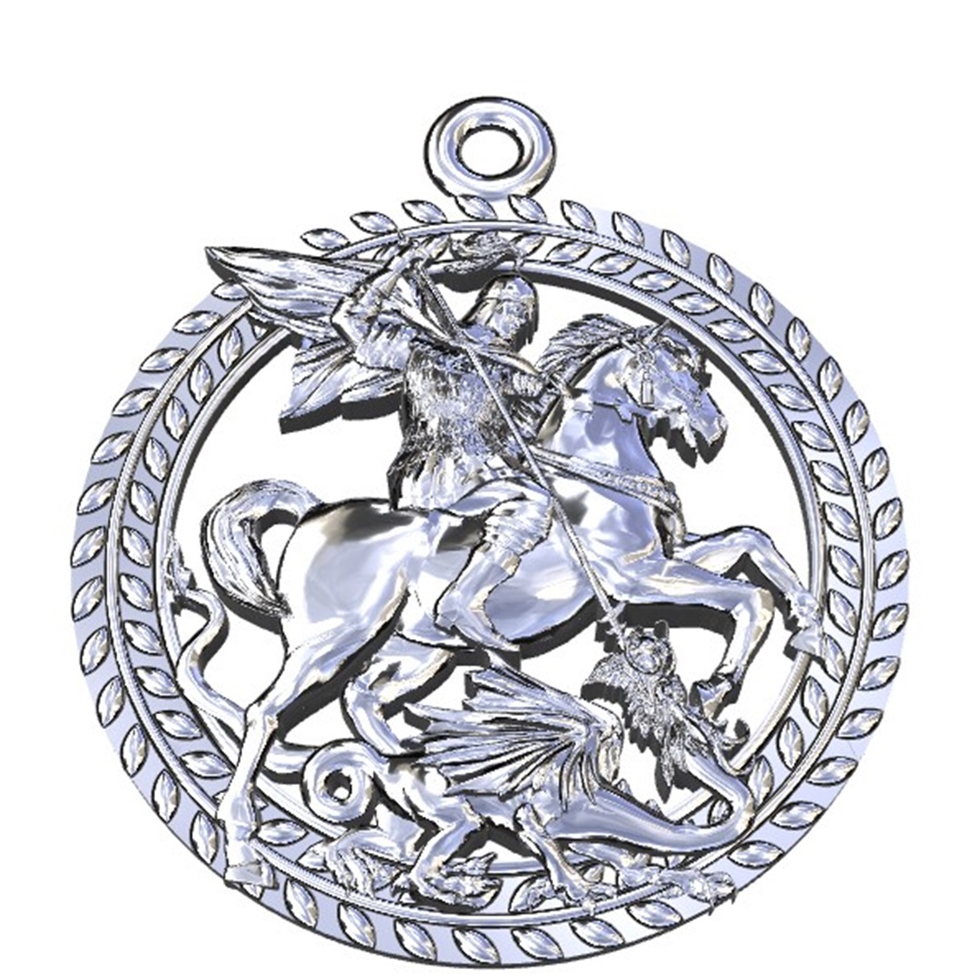 Pré lançamento medalha de São Jorge com efeito 3D