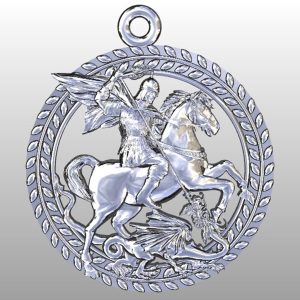 Pré lançamento medalha de São Jorge com efeito 3D