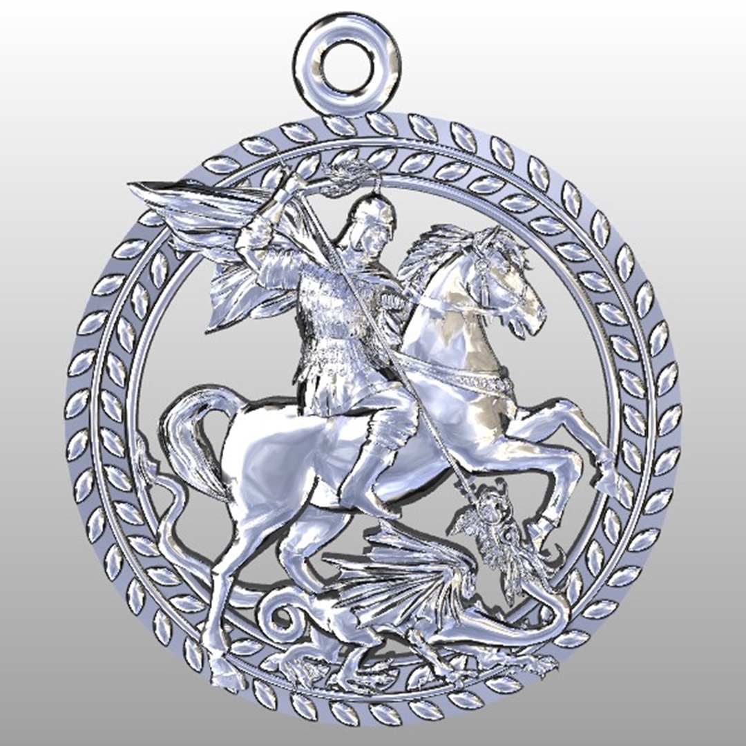 Pré lançamento medalha de São Jorge com efeito 3D