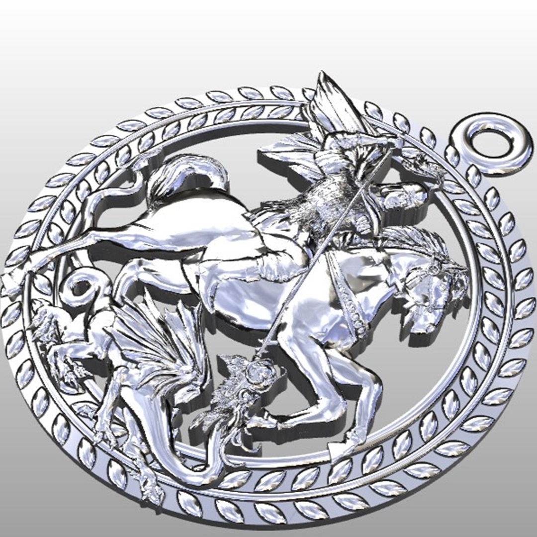 Pré lançamento medalha de São Jorge com efeito 3D