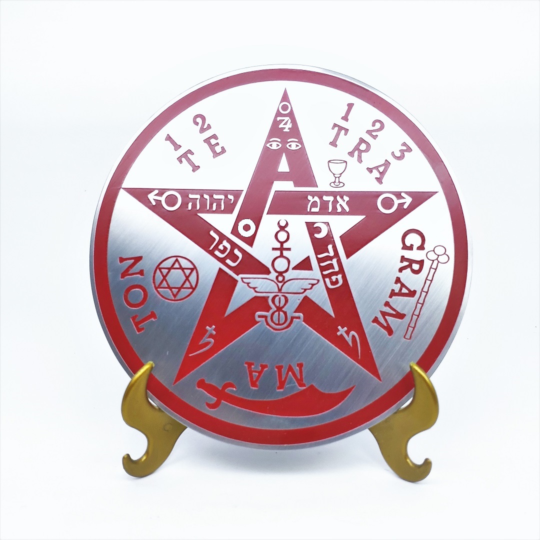 Tetragrammaton de Mesa em aço com suporte
