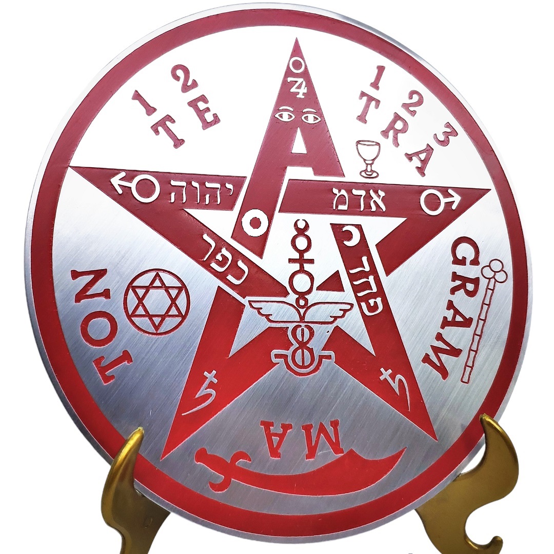 Tetragrammaton de Mesa em aço com suporte