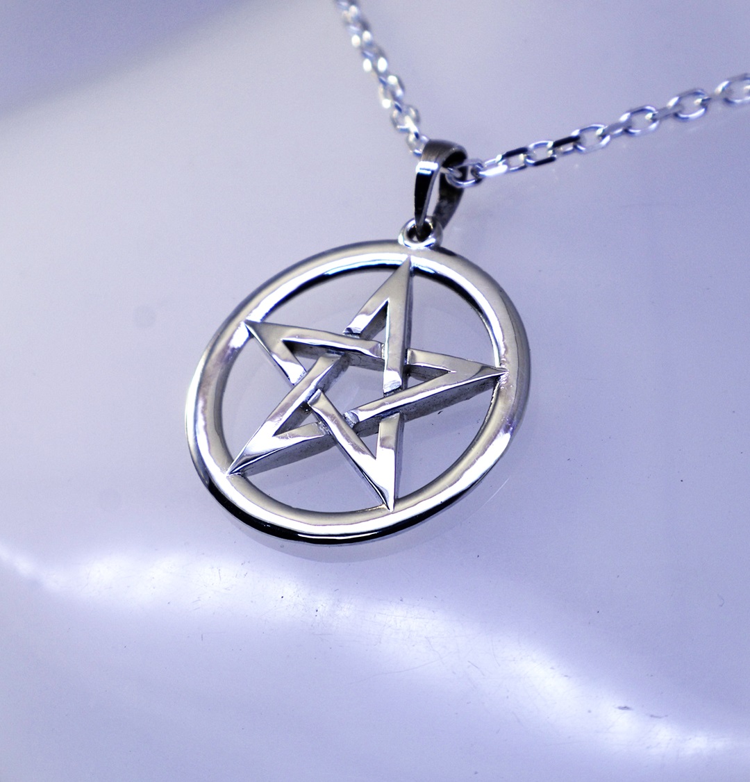 Pentagrama Dupla Face em Prata