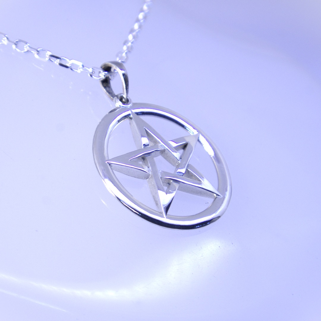Pentagrama Dupla Face em Prata