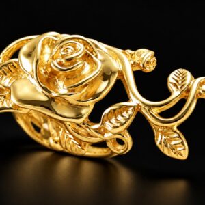 Anel rosa banhado de ouro sobre bronze