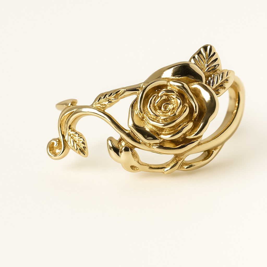 Anel rosa banhado de ouro sobre bronze